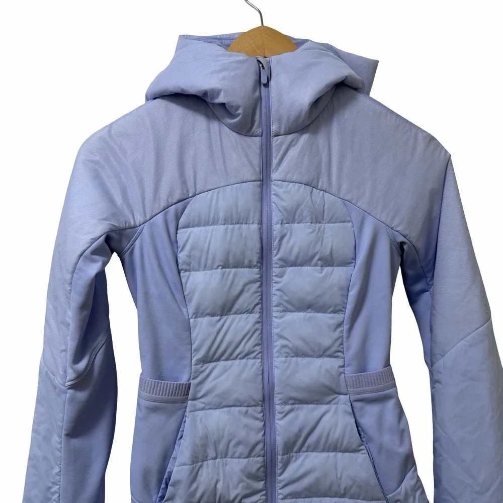 Lululemon Womens Down for It All Athletic Jacket Size 2 Blue Willow Packable Gym